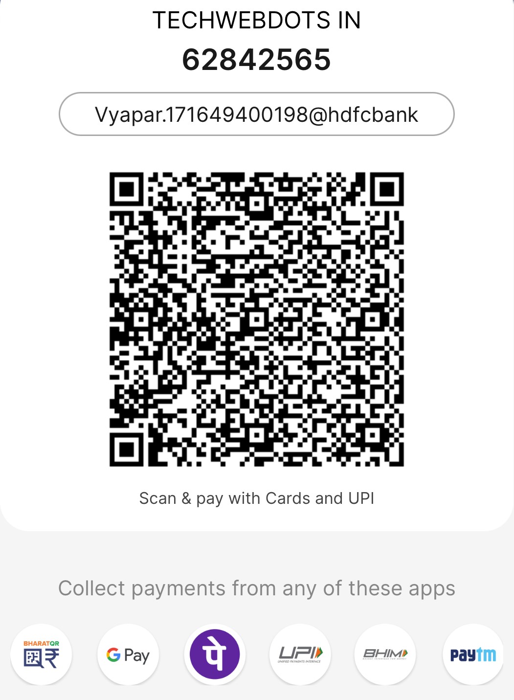 TechWebDots - UPI Payment QR Code